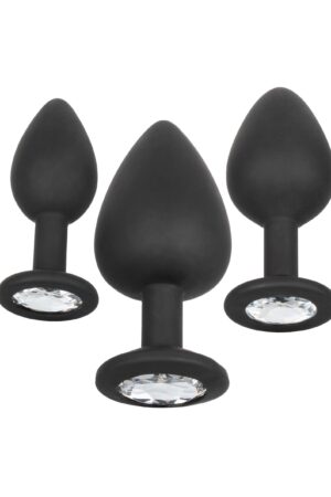 Kit anale in silicone con gemme nere