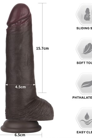 Pene artificiale in silicone a doppio strato Sliding Skin Pro II da 8,5 pollici (nero)