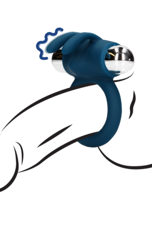 Anello vibrante per pene a forma di coniglio - Blu baltico