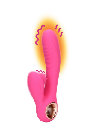 Vibratore a forma di coniglio con funzione riscaldante e movimento della lingua - Rosa esuberante