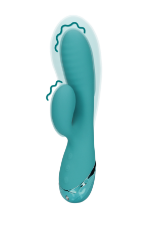 Vibratore gonfiabile a forma di coniglio - Blu pavone