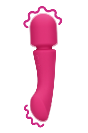 Vibratore a bacchetta a doppia estremità in silicone ultra morbido - Rosa Prestone