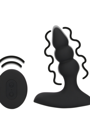 Vibratore anale con perline e telecomando - Nero liquirizia
