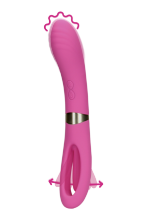 Vibratore a doppia faccia con alette e stimolatore del punto G - Rosa esuberante