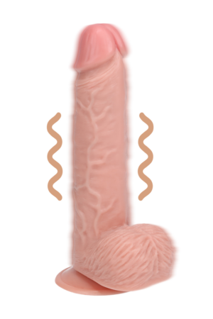 Pene vibrante dritto con testicoli - 9 / 23 cm - Color carne