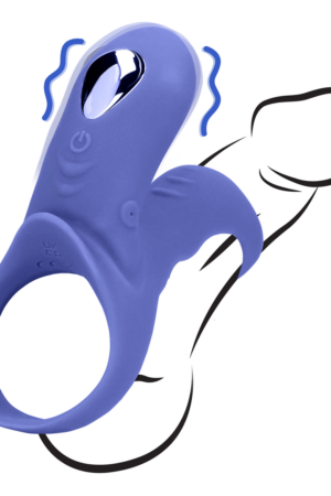 Anello vibrante per pene con stimolazione clitoridea - Tamiya Blue