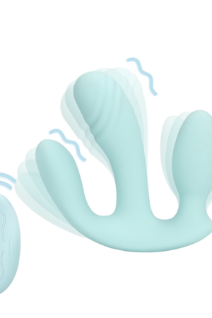 Vibratore tre in uno in silicone liquido - Blu Breezy