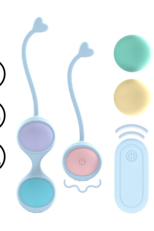 Kit di Kegel vibrante con 5 pesi intercambiabili e telecomando - Viola