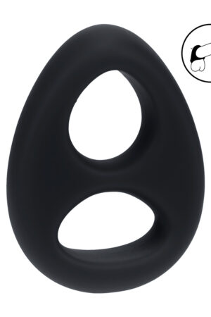 Anello doppio in silicone liquido per pene e testicoli - Nero