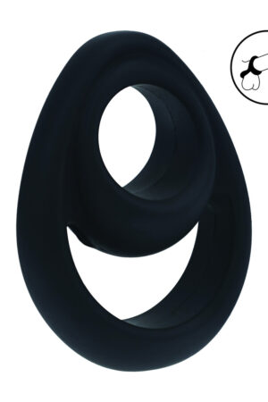 Anello per pene doppio ergonomico in silicone - Nero