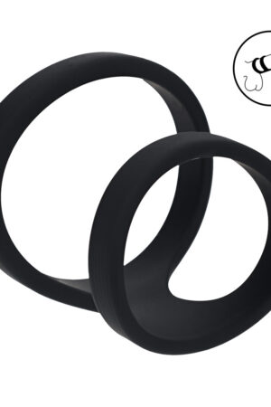 Anello fallico in silicone a 2 anelli - Nero
