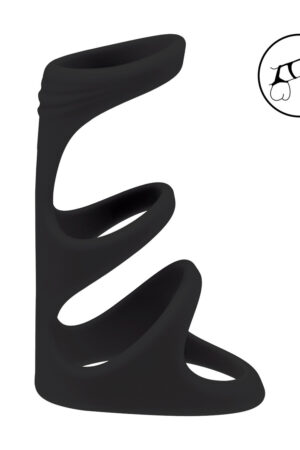 Anello fallico in silicone a 3 anelli - Nero