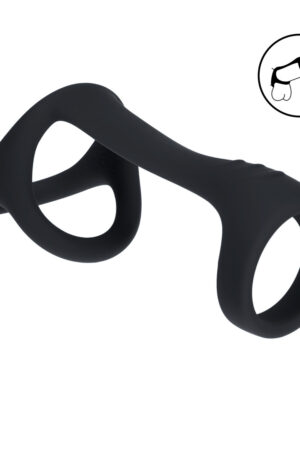Anello per pene e testicoli in silicone Tri O - Nero