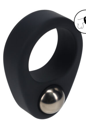 Anello per pene in silicone liquido a sfera singola con peso - Nero