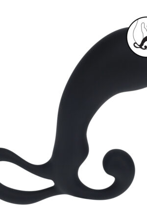 Massaggiatore prostatico in silicone a forma di bulbo con anello - L - Nero