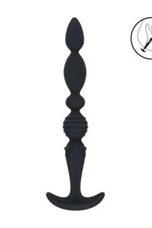 Sonda anale svasata in silicone multi-texture - Nera