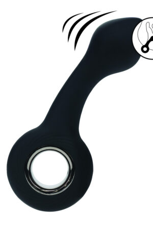 Massaggiatore prostatico vibrante in silicone con anello - Nero