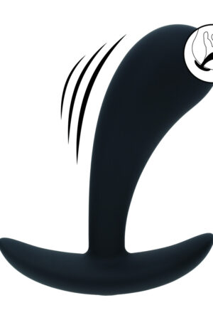 Stimolatore prostatico vibrante in silicone con plug anale - Taglia S - Nero