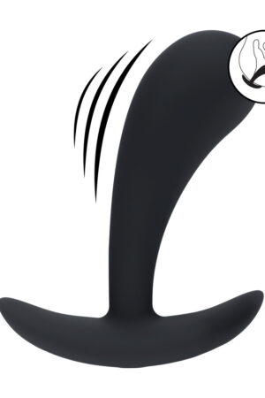 Stimolatore prostatico vibrante in silicone con plug anale - Taglia M - Nero