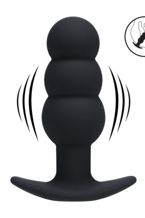 Tappo anale vibrante in silicone a tre bulbi - Nero