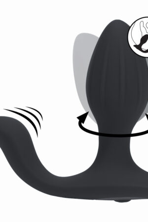 Plug anale vibrante e rotante in silicone con stimolatore a sfera - Nero