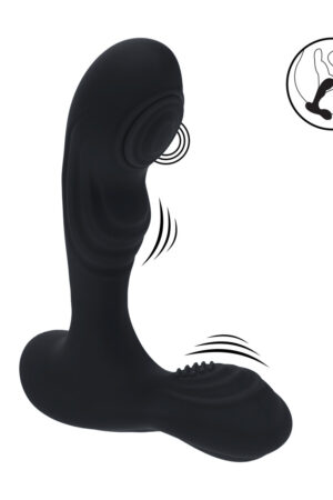 Massaggiatore prostatico vibrante e picchiettante in silicone con stimolatore a sfera - Nero