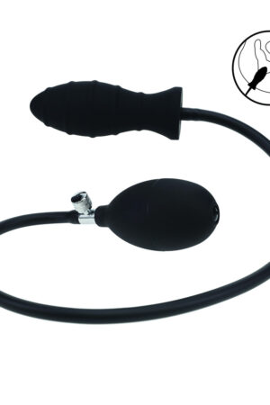 Tappo anale gonfiabile in silicone a coste - Nero