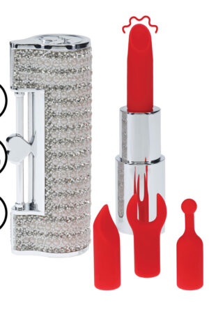 Angel - Vibratore a forma di rossetto con 4 accessori - Trasparente