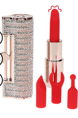 Angel - Vibratore a forma di rossetto con 4 accessori - Rosa