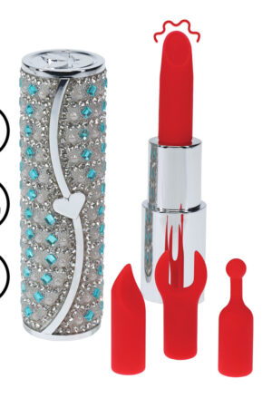 Tiffany - Vibratore a forma di rossetto con 4 accessori - Blu