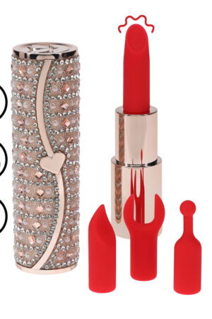 Tiffany - Vibratore a forma di rossetto con 4 accessori - Rosa