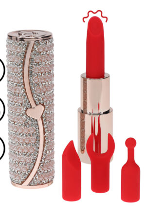 Candy - Vibratore a forma di rossetto con 4 accessori - Rosa