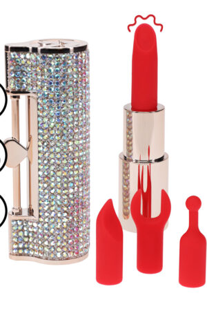 Diamante - Vibratore a forma di rossetto con 4 accessori - Iridescente
