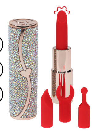 Sparkle - Vibratore a forma di rossetto con 4 accessori - Iridescente