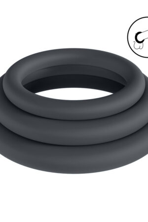 Set di 3 anelli per pene classici in silicone - XS/S/M - Nero
