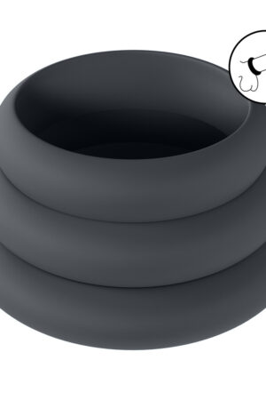 Set di 3 anelli per pene in silicone Wide O - S/M/L - Nero
