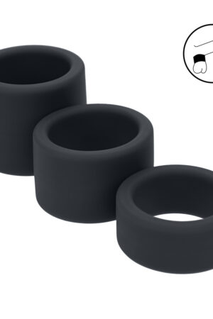 Set di 3 cinturini con sfere in silicone liquido - S/M/L - Nero