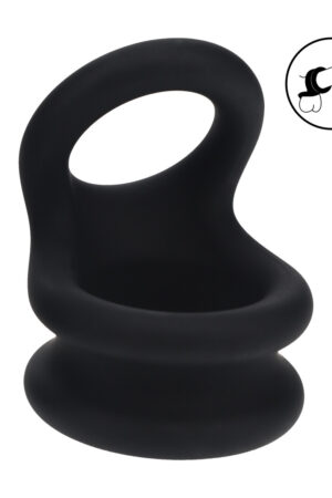 Anello per pene in silicone a doppia O larga - Taglia S - Nero