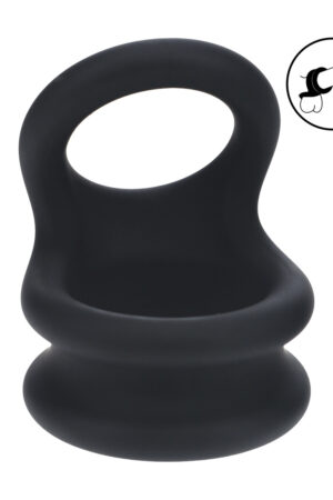 Anello per pene in silicone a doppia O larga - L - Nero