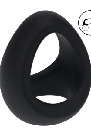 Anello per pene in morbido silicone Tri O - Nero