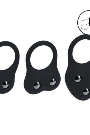 Set di 3 anelli da allenamento per il pene in silicone - S/M/L - Nero