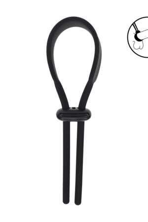 Anello per pene regolabile in silicone a forma di lazo, largo 5 mm, nero