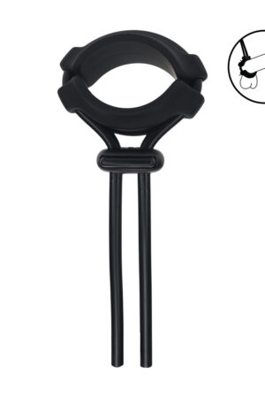 Anello per pene in silicone largo e regolabile, staccabile - 5 mm - Nero
