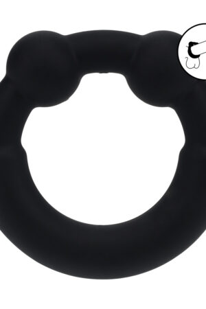 Anello per pene in metallo e silicone - Nero
