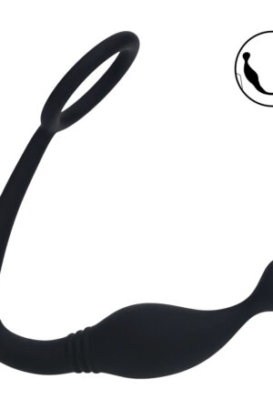 Anello per pene in silicone con stimolatore prostatico - Taglia S - Nero