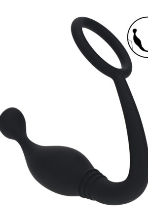 Anello per pene in silicone con stimolatore prostatico - Taglia L - Nero