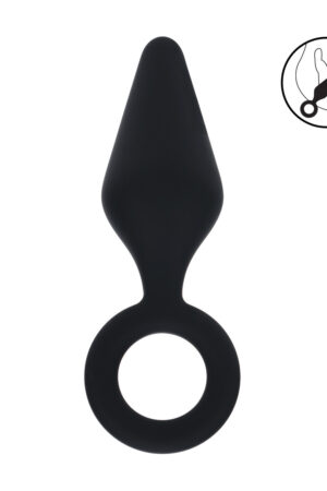 Tappo anale in silicone con anello - Taglia M - Nero