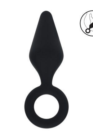 Tappo anale in silicone con anello - L - Nero