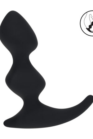 Massaggiatore prostatico in silicone a doppia onda completa - Nero