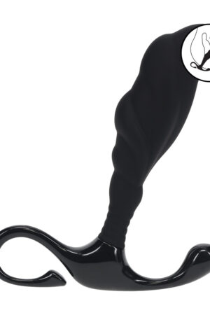 Massaggiatore prostatico in silicone rigido con superficie ondulata ad anello - Taglia M - Nero